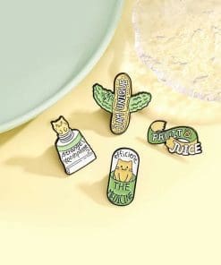 Alternative view of Comical Cat 'Set of 4 Strange Meme' Enamel Pin