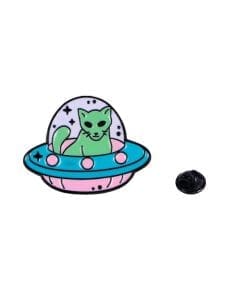 Green Cat 'Alien Ride' Enamel Pin
