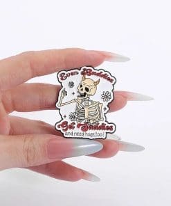 Alternative view of Even Baddies Get Saddies 'Skeleton Need Hugs Too' Enamel Pin