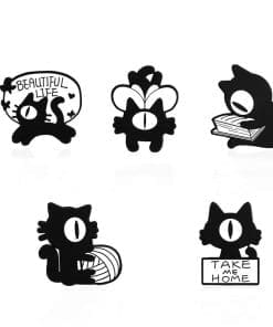 One Eyed Black Cat 'Set of 5 Big Eyes' Enamel Pin