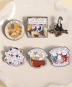 Alternative view of Kitty Cat Head 'This Is Almost Enough Cats' Enamel Pin
