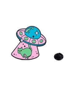 Green Cat 'UFO Invasion' Enamel Pin