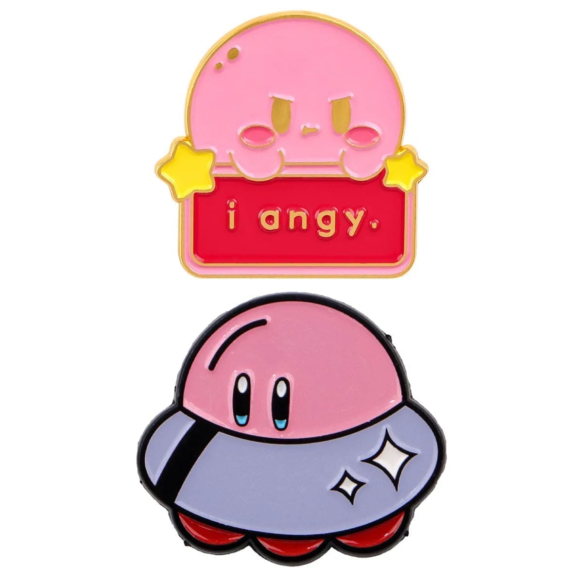 Kirby 'I Angy | Angry Pink Ball' Enamel Pin - Image 2
