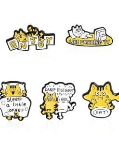 Bubbly Yellow Cat 'Set of 5 Funny Cat' Enamel Pin