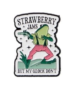 Frog 'Strawberry Jams But My Glock Don't' Enamel Pin