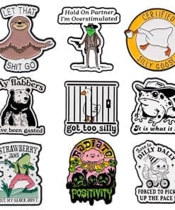 Alternative view of Frog Mafia 'Hold On Partner I'm Overstimulated' Enamel Pin