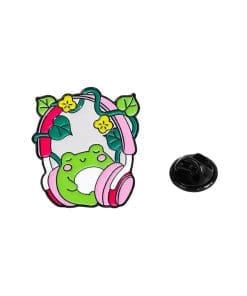 Retro Frog 'Pink Headphone' Enamel Pin