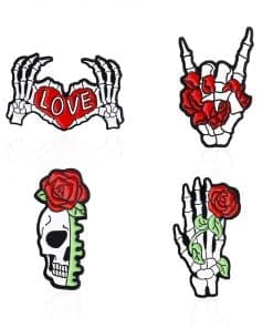 Punk Rose 'Set of 4 Skeleton' Enamel Pin