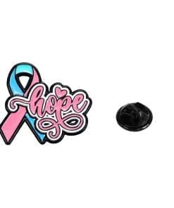 Pink and Blue Ribbon Awareness 'Male Breast Cancer Hope' Enamel Pin