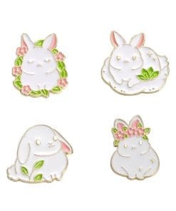 White Rabbit 'Set of 4 Easter Bunny' Enamel Pin