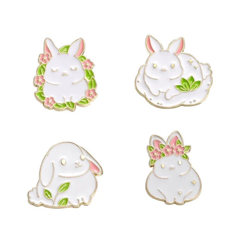 White Rabbit 'Set of 4 Easter Bunny' Enamel Pin