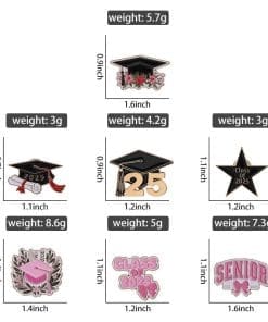 2025 Graduate 'Pink Bachelor's Hat' Enamel Pin - Image 4