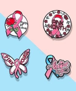 Alternative view of Pink Ribbon | Breast Cancer Awareness 'Rose Faith of Love' Enamel Pin