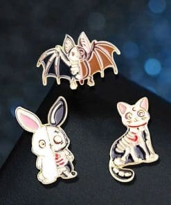Hallows' Eve 'Set of 3 Animal Skeleton' Enamel Pin - Image 3