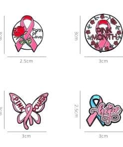 Pink Ribbon Awareness 'Set of 4 Breast Cancer Awareness' Enamel Pin - Image 4