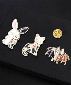 Alternative view of Hallows' Eve 'Set of 3 Animal Skeleton' Enamel Pin