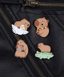 Alternative view of Capybara 'Calm Crocodile' Enamel Pin