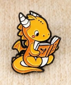 Alternative view of Fourth Wing ‘Chibi Andarna Reading’ Enamel Pin