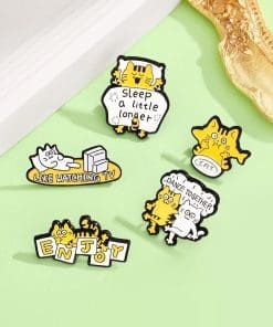 Alternative view of Bubbly Yellow Cat 'Like Watching Tv' Enamel Pin