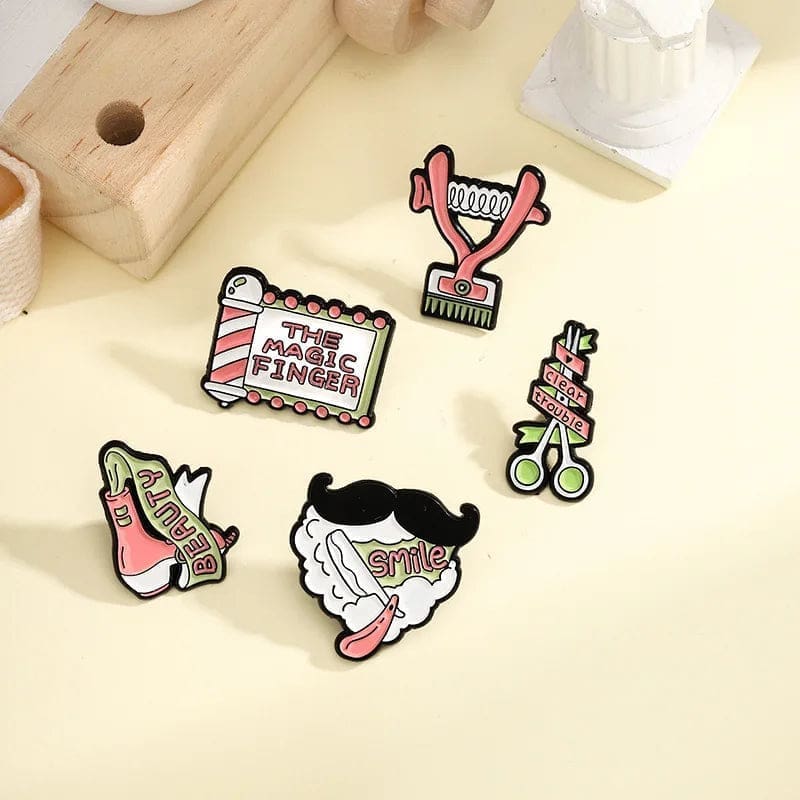 Beauty Salon 'Set of 5 Hairdressing' Enamel Pin - Image 2