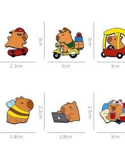 Capybara 'Set of 6 Busy Day' Enamel Pin - Image 4