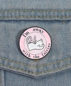 Alternative view of Cat Fairy 'I'm Away With The Fairies' Enamel Pin