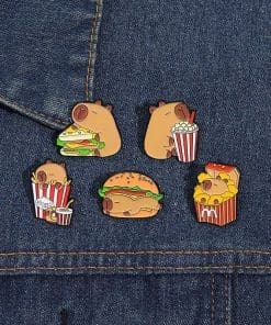 Alternative view of Capybara Foodie 'French Fries Meal' Enamel Pin