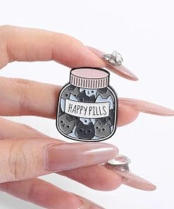 Alternative view of Cat Head 'Happy Pills' Enamel Pin