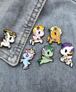 Alternative view of Chibi Unicorn 'Rainbow Spot' Enamel Pin
