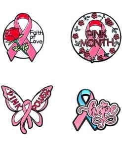 Pink Ribbon Awareness 'Set of 4 Breast Cancer Awareness' Enamel Pin