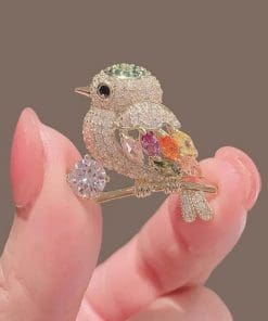 Alternative view of Magpie Bird 'Rhinestone Bird' Enamel Pin
