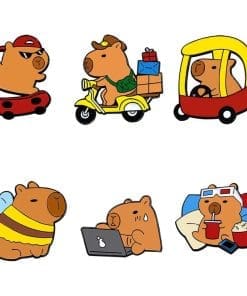 Capybara 'Set of 6 Busy Day' Enamel Pin