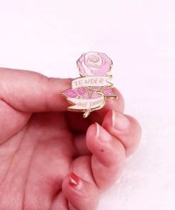Alternative view of Beautiful Pink Rose 'Tender Not Timid' Enamel Pin