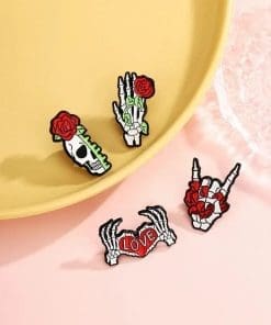 Alternative view of Punk Rose 'Set of 4 Skeleton' Enamel Pin