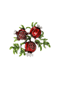 Fruit Rhinestone 'Pomegranate | Silver Crown' Enamel Pin