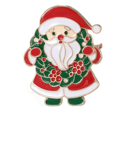 Christmas 'Santa Wreath' Enamel Pin