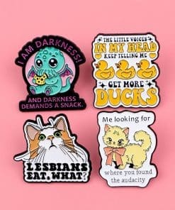 Humorous Octo-Bat 'I Am Darkness and  Darkness Demands Snacks' Enamel Pin - Image 4