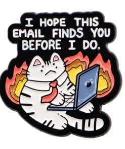 Cat Job 'I Hope This Email Finds You Before I do' Enamel Pin