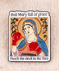 Alternative view of Mary Boxer 'Punch the Devil in the Face' Enamel Pin