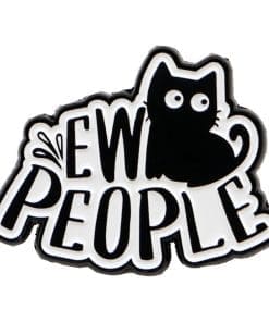 Black Kitty Cat 'Ew People' Enamel Pin