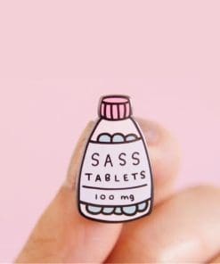 Alternative view of Feminist Girl Power 'Sass Tablets' Enamel Pin
