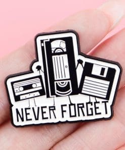 Alternative view of Retro 'Never Forget | Cassette Betamax Diskette' Enamel Pin