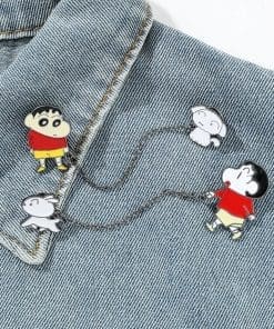 Alternative view of Crayon Shin Chan 'Shinnosuke Nohara Walk the Dog Shiro Chain' Enamel Pin
