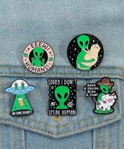 Alternative view of Alien 'Save A Horse Ride A Cow' Enamel Pin