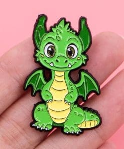 Alternative view of Little Green Dragon Enamel Pin