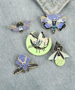 Alternative view of Luminous Insect 'Nirvana Moth' Enamel Pin