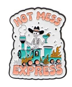 Skeleton and Train 'Hot Mess Express' Enamel Pin