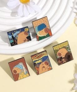 Capybara 'Girl with A Pearl Earing' Enamel Pin - Image 3