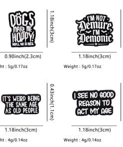 Alternative view of Set of 4 Humorous Quotes Enamel Pin
