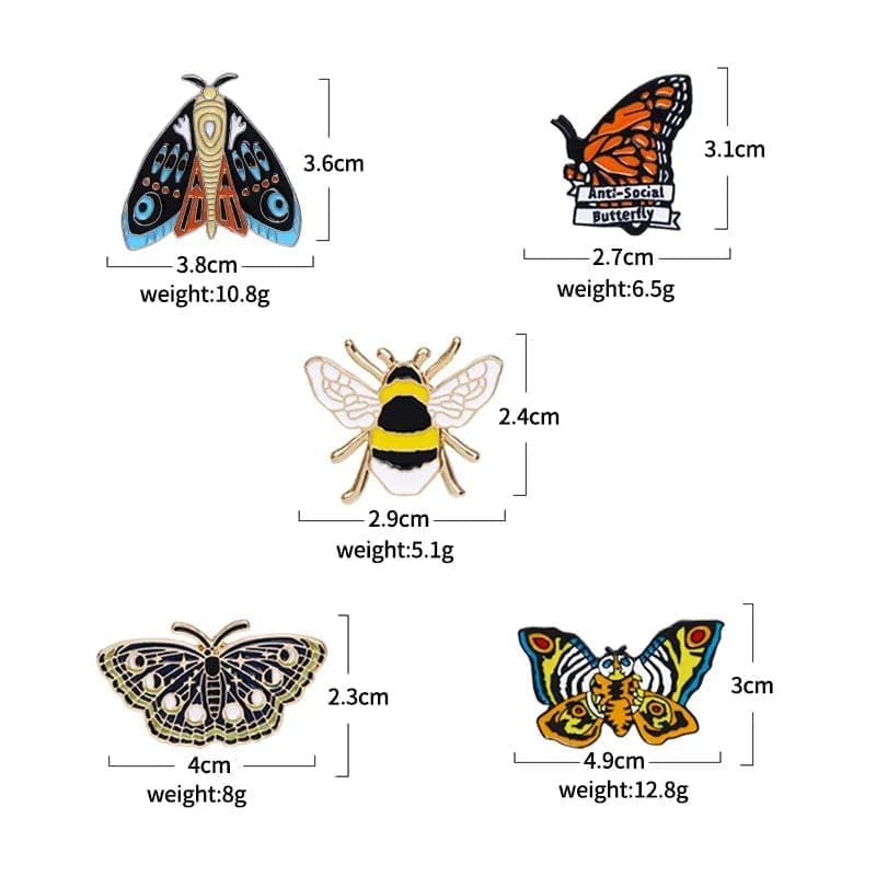 Exquisite Insect 'Set of 5 Colorful Creatures' Enamel Pin - Image 4